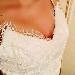 Wedding dress- low back, lace, spaghetti straps